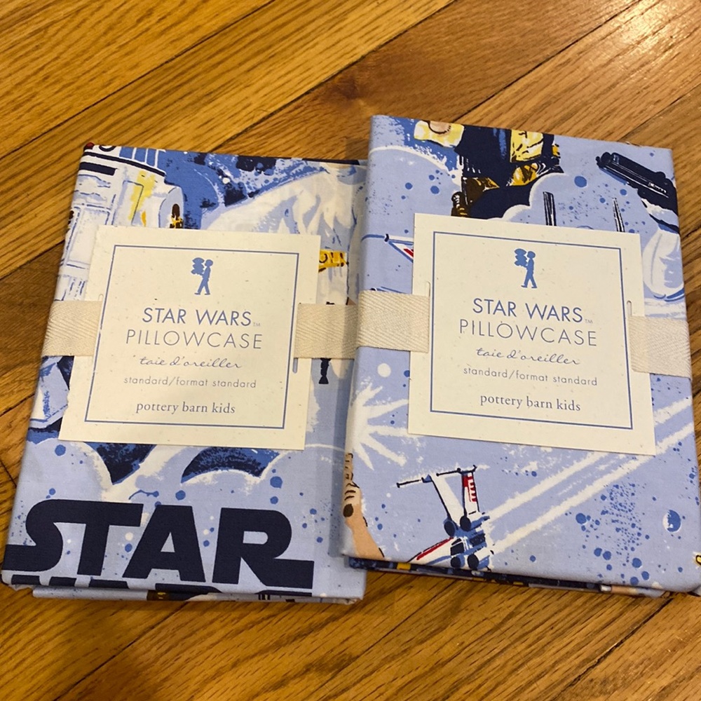 Set of two discontinued Star Wars pottery barn kids pillow cases, NEW